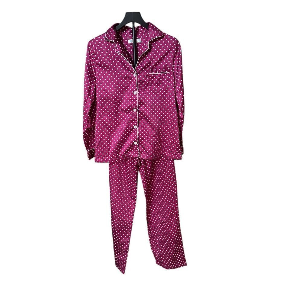 Carole Hochman Pajamas Women Small  2 Piece PJ Set Long Sleeve Button Up Red